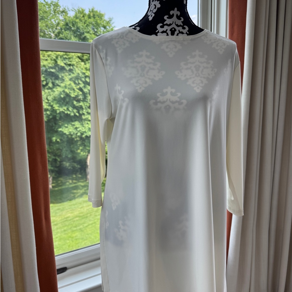 Sympli White Sheath Long Sleeve Dress